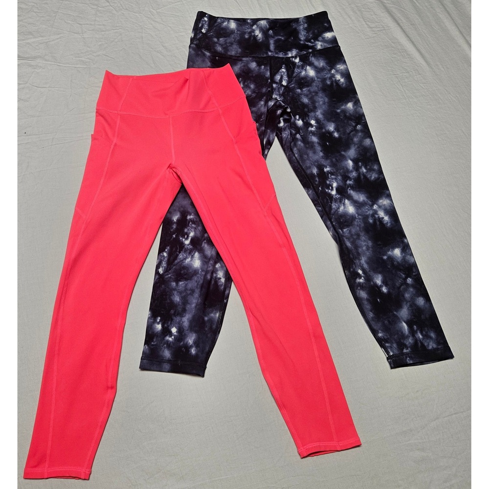 Fabletics/Banana Republic Leggings Women Med. Pink Tie Dye HighRise 7/8‎ Bundle